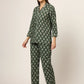100% Cotton Green Leaf Printed Full Length Night Suit