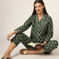 100% Cotton Green Leaf Printed Full Length Night Suit