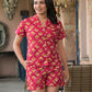 AAVINYAA 100% Cotton Pink Floral Night Suit for Comfort