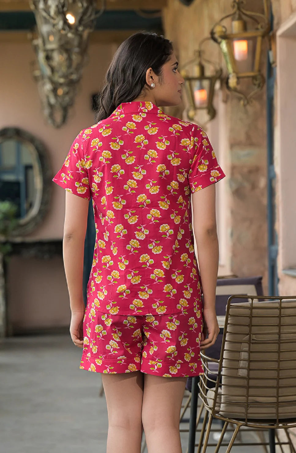 AAVINYAA 100% Cotton Pink Floral Night Suit for Comfort