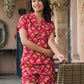 AAVINYAA 100% Cotton Pink Floral Night Suit for Comfort