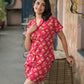 AAVINYAA 100% Cotton Pink Floral Night Suit for Comfort