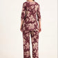 100% Cotton Wine Floral Top & Pants Co-ord Set for Women