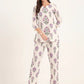 100% Cotton Lavender Floral Top & Pants Co-ord Set for Women