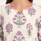 100% Cotton Lavender Floral Top & Pants Co-ord Set for Women