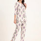 100% Cotton Lavender Floral Top & Pants Co-ord Set for Women