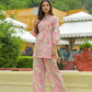 100% Cotton Blush Floral Kurta & Pants Co-ord Set for Women