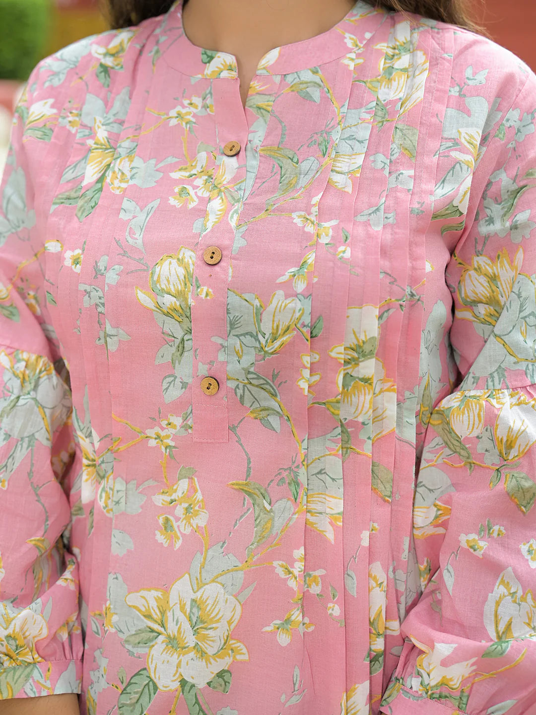 100% Cotton Blush Floral Kurta & Pants Co-ord Set for Women