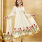 Off White Floral Printed Anarkali Kurta Set with Dupatta