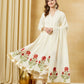 Off White Floral Printed Anarkali Kurta Set with Dupatta