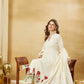 Off White Floral Printed Anarkali Kurta Set with Dupatta