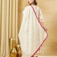 Aavinyaa Off White Heart Printed Kurta Set with Dupatta