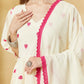 Aavinyaa Off White Heart Printed Kurta Set with Dupatta