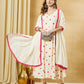 Aavinyaa Off White Heart Printed Kurta Set with Dupatta