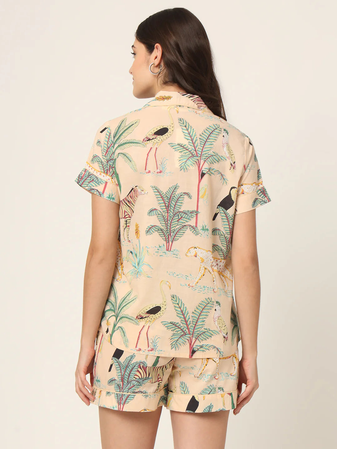 100% Cotton Women's Baby Orange Jungle Print Sleep Set