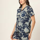 100% Cotton Navy Floral Shirt & Shorts Night Set for Women