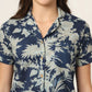 100% Cotton Navy Floral Shirt & Shorts Night Set for Women