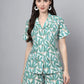 100% Cotton Mint Printed Shirt & Shorts Night Set for Women