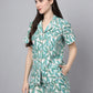 100% Cotton Mint Printed Shirt & Shorts Night Set for Women