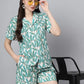 100% Cotton Mint Printed Shirt & Shorts Night Set for Women